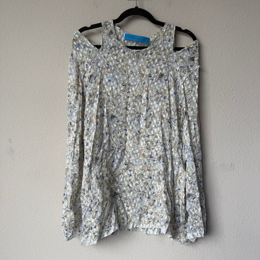 Jonathan Cohen Abstract Floral Cold Shoulder Blouse Size S - Picture 2 of 5